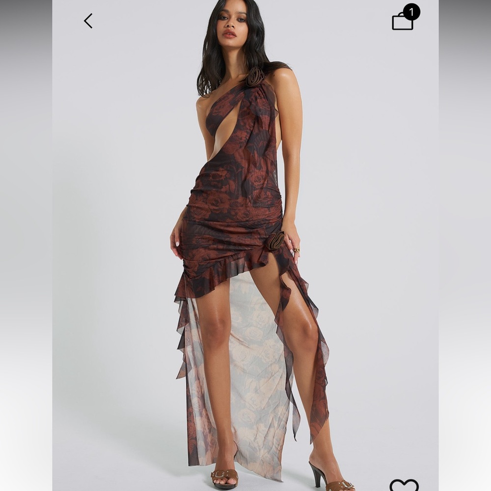 Jaded London Athena one shoulder draped maxi dress